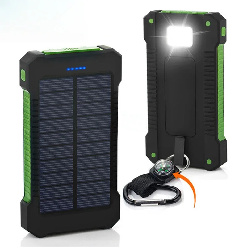 Portable Charger 20000Mah - 20000mAh ポータブルソーラーパワーバンク防水外部バッテリーバックアップパワーバンク 20000 MAh 電話バッテリー充電器 LED