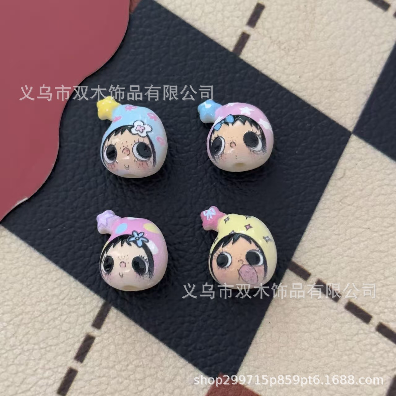 Phone Accessories Beads - 10個入りプリントレリーフスターハットユユアバタービーズDIY携帯電話チェーンバッグトレーラーハンギングキーチェーンアクセサリー