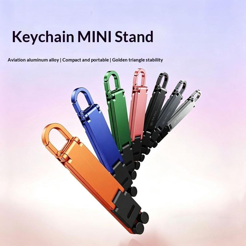 Phone Accessories For Travel - 折りたたみ式ミニキーホルダー型携帯電話スタンド、多角度調整可能なハンズフリーホルダー、デスクや旅行用携帯電話サポート用品