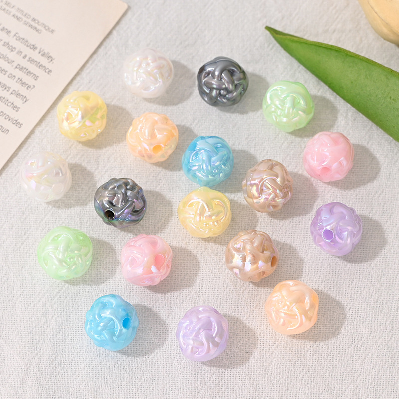 Phone Accessories Beads - 10個入りアクリルヤーンボールビーズ、穴あきルースビーズ、DIY電話チェーン、ペン、キーホルダーペンダントジュエリー製作アクセサリー用