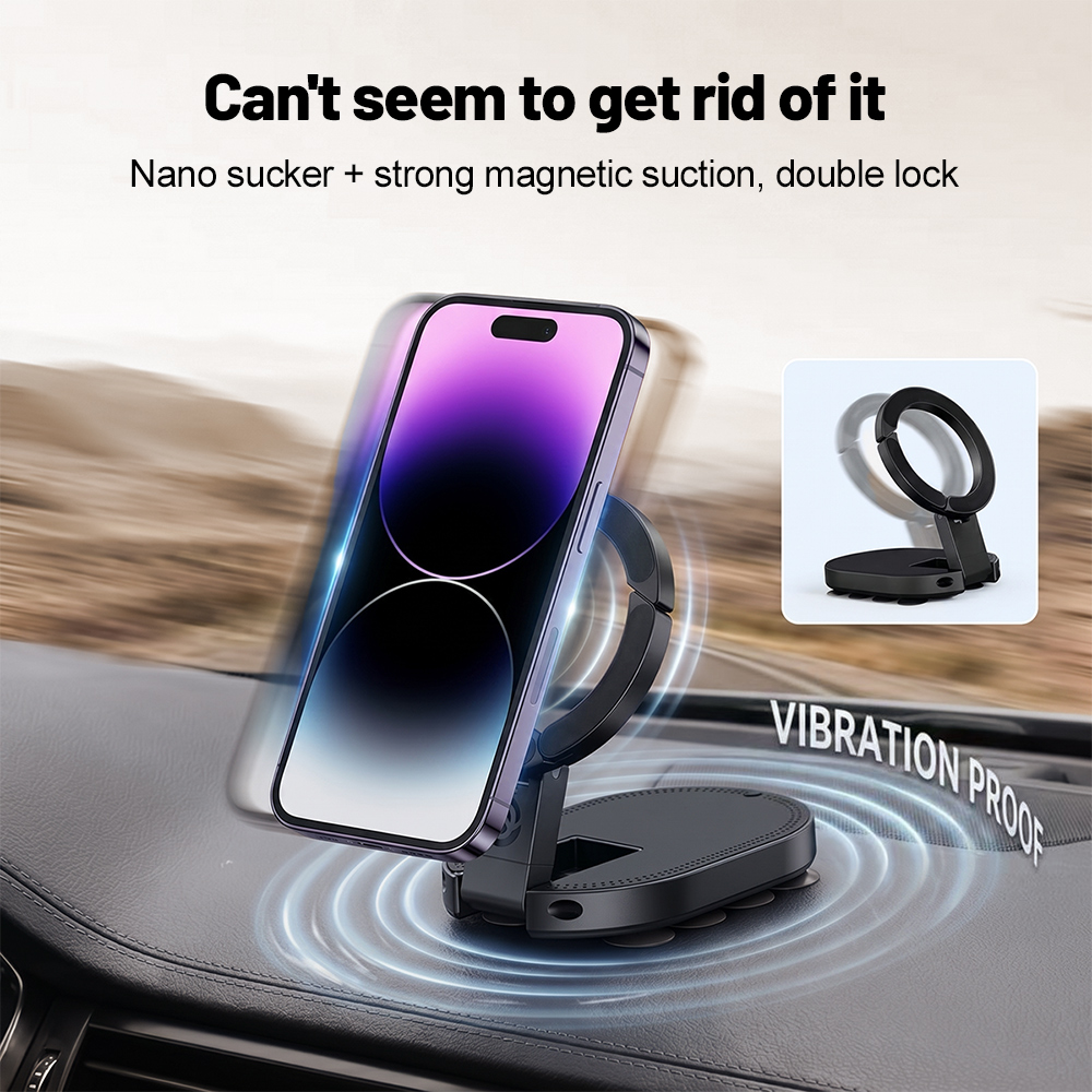 Phone Accessories For Travel - 360 ° 回転式3-in-1吸盤式マグネット携帯ホルダー 多角度調整可能 折りたたみ式マグネット携帯スタンド デスクトップブラケット