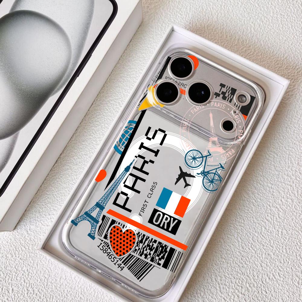 Phone Accessories For Travel - 飛行機旅行チケット フランス柄 iPhoneケース iPhone 17 16