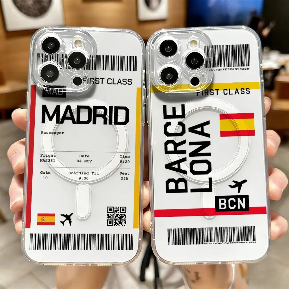Phone Accessories For Travel - 旅行用飛行機チケット スペイン柄 iPhone 17 16 15