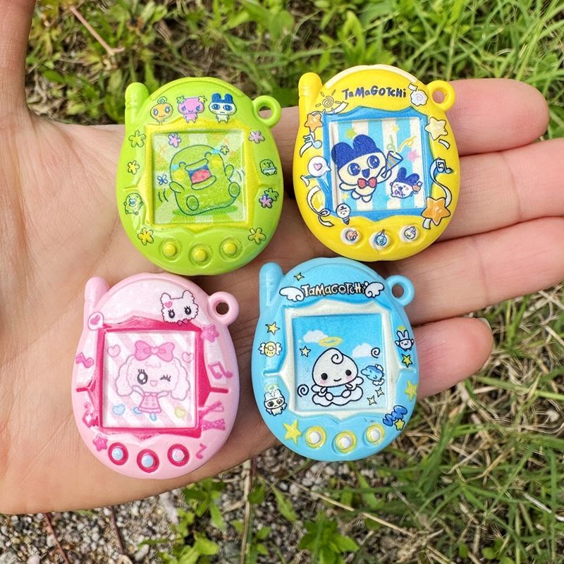 Phone Accessories Beads - たまごっち両面印刷ビーズDIY素材、焼付塗料漫画アーケードスルーホールビーズ携帯電話キーホルダーペンダント
