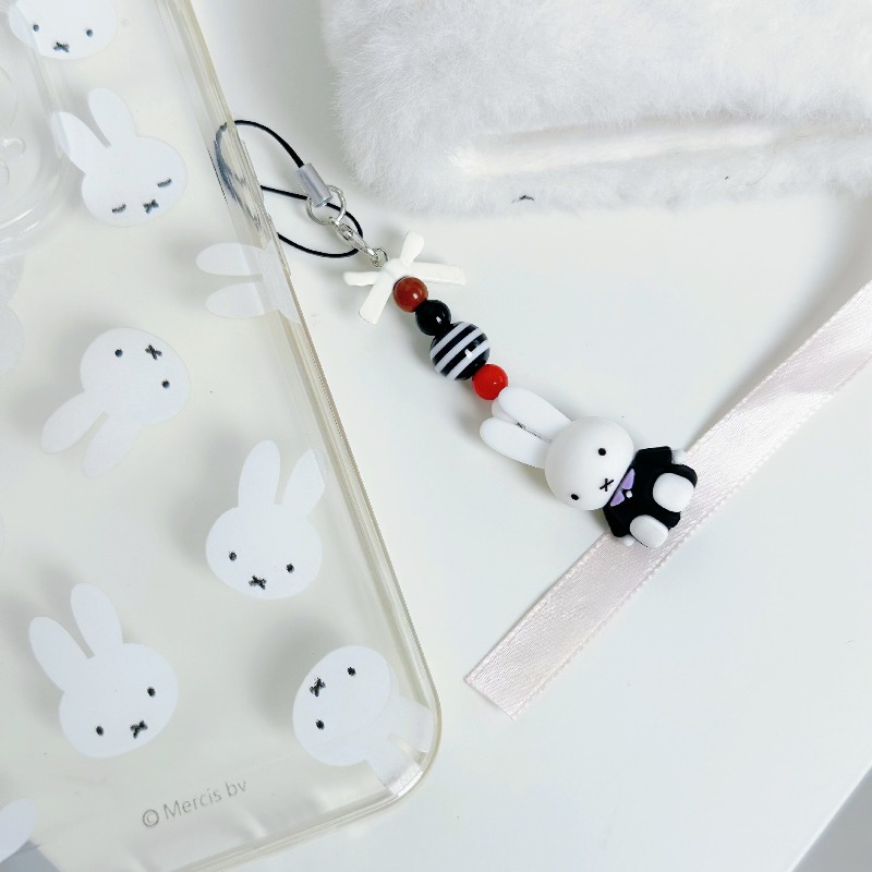 Phone Accessories For Teen Girls - かわいいミッフィー電話デコレーションキュートな漫画カラフルな蝶結びバッグハンギング携帯電話ストラップアクセサリー女の子ティーン向けギフト