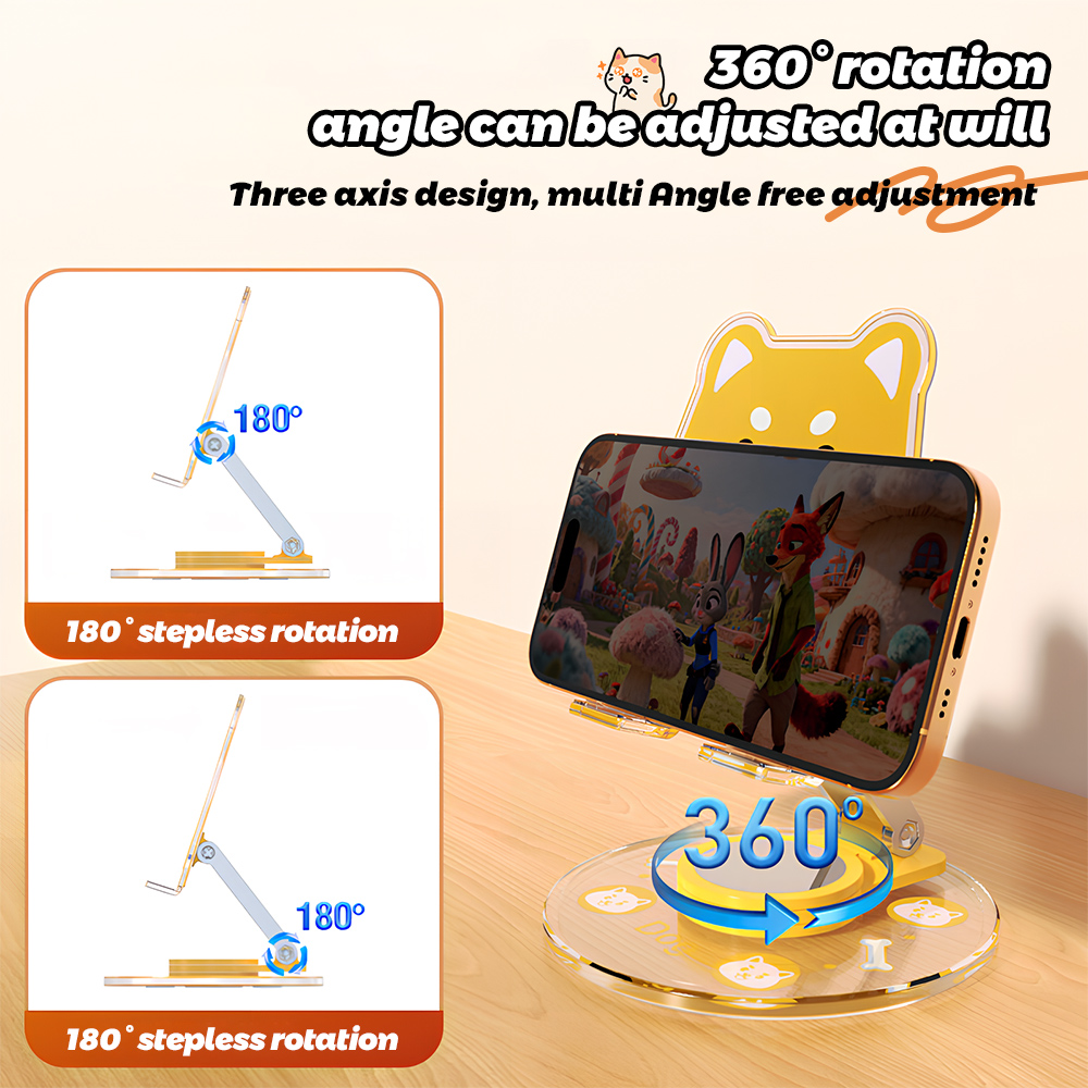 かわいい動物電話スタンド 360 回転可能折りたたみ式デスク - Phone Accessories For Teen Girls のレビューと価格