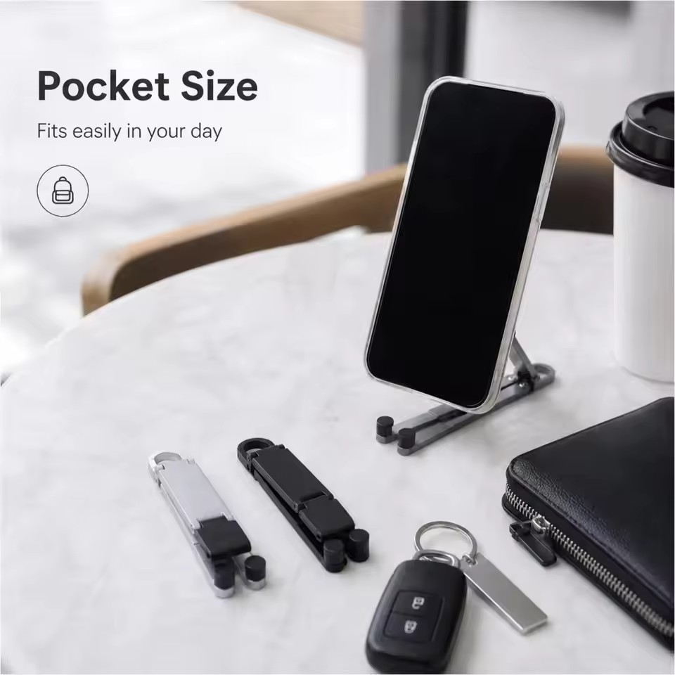 折りたたみ式キーチェーン型スマホスタンド 多角度調整可能 軽 - Phone Accessories For Travel のレビューと価格