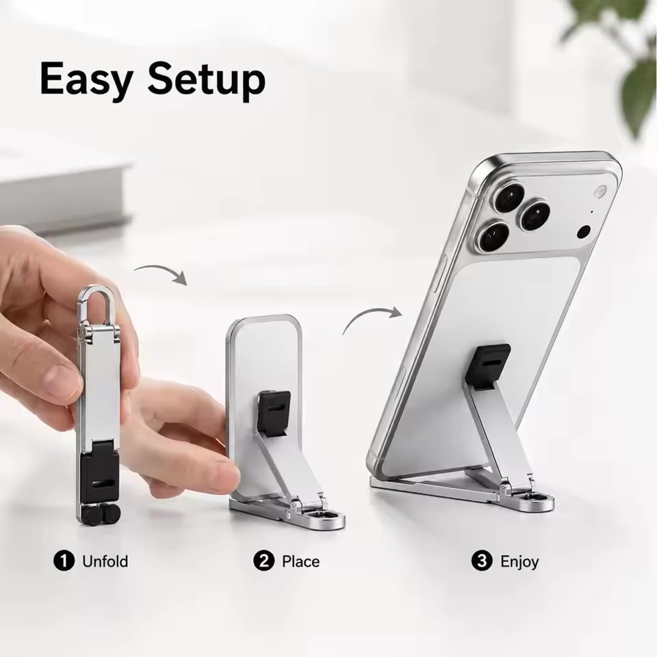 折りたたみ式キーチェーン型スマホスタンド 多角度調整可能 軽 - Phone Accessories For Travel のレビューと価格