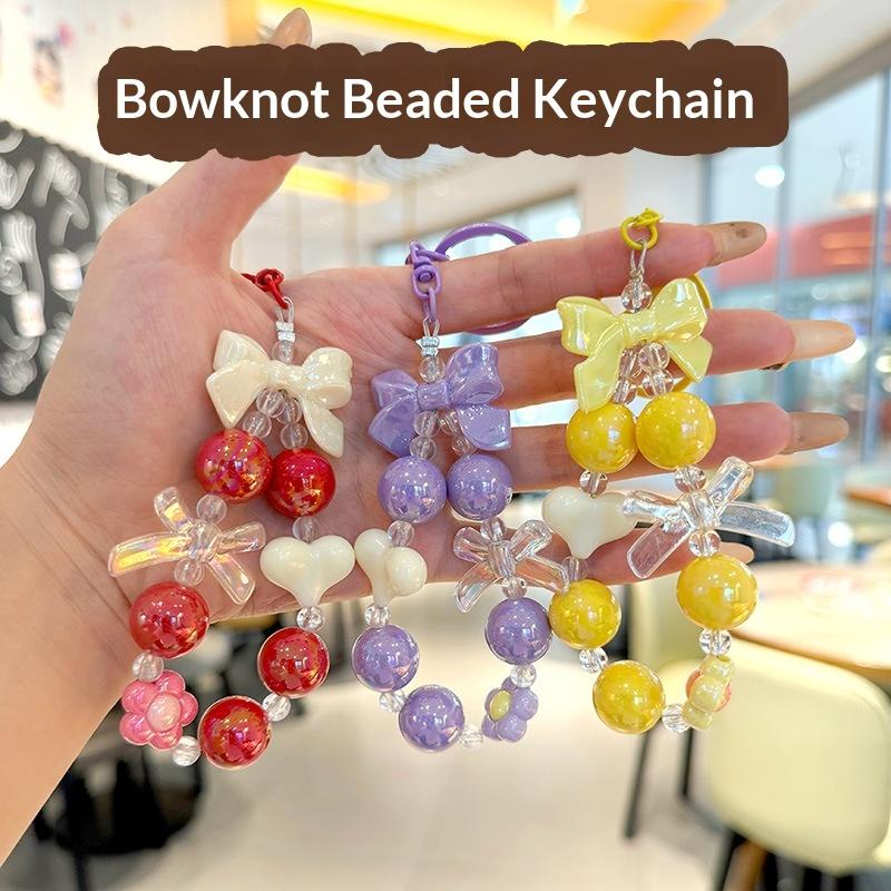 新作キャンディカラー ハートボウ ビーズ付き携帯電話チェーン - Phone Accessories For Teen Girls のレビューと価格