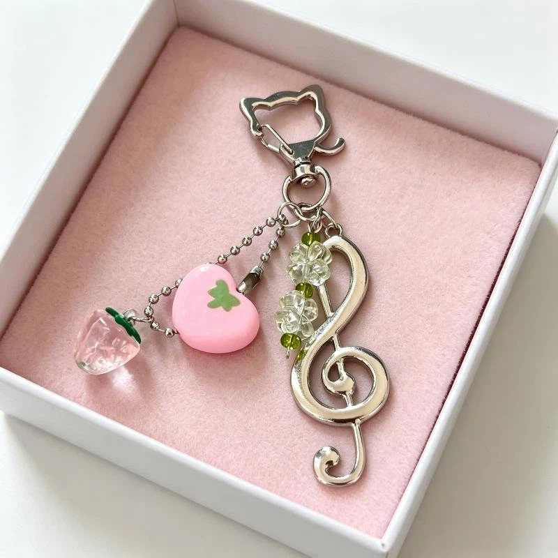 かわいいイチゴの星型キーホルダー付き携帯ストラップ、ピンクと - Phone Accessories For Teen Girls のレビューと価格
