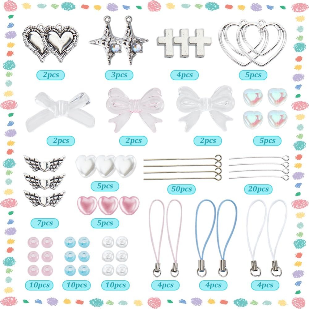 154 個 DIY 8 セット電話チャーム作成キットかわいい - Phone Accessories Beads のレビューと価格