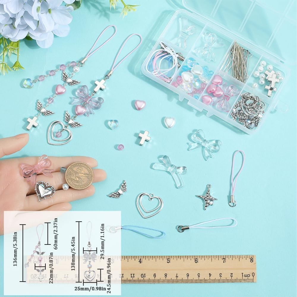 154 個 DIY 8 セット電話チャーム作成キットかわいい - Phone Accessories Beads のレビューと価格