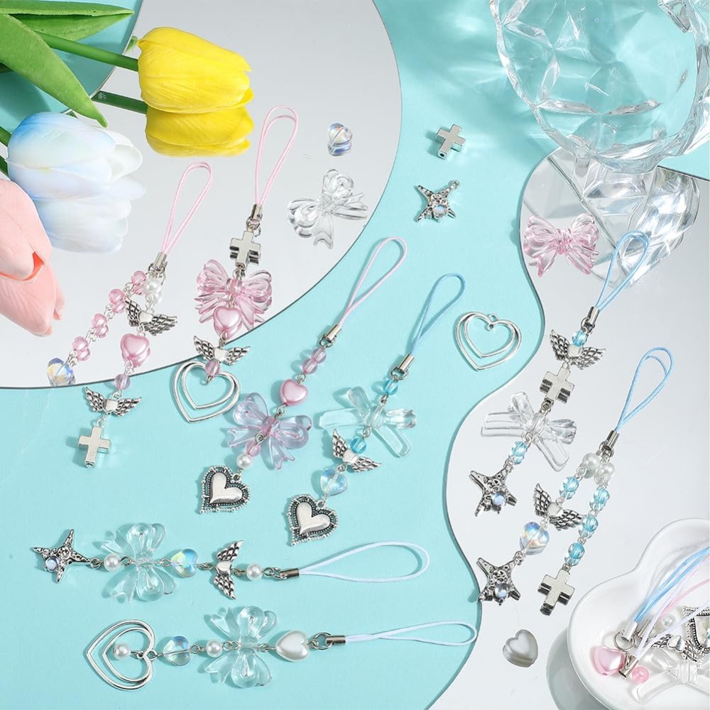 154 個 DIY 8 セット電話チャーム作成キットかわいい - Phone Accessories Beads のレビューと価格