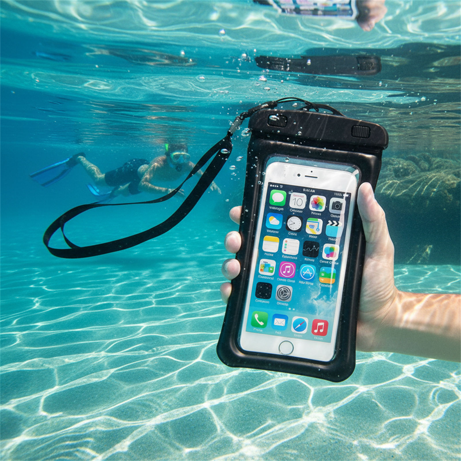 青黒の防水携帯電話バッグ、透明PVCタッチスクリーン付き携帯 - Phone Accessories Organizer のレビューと価格