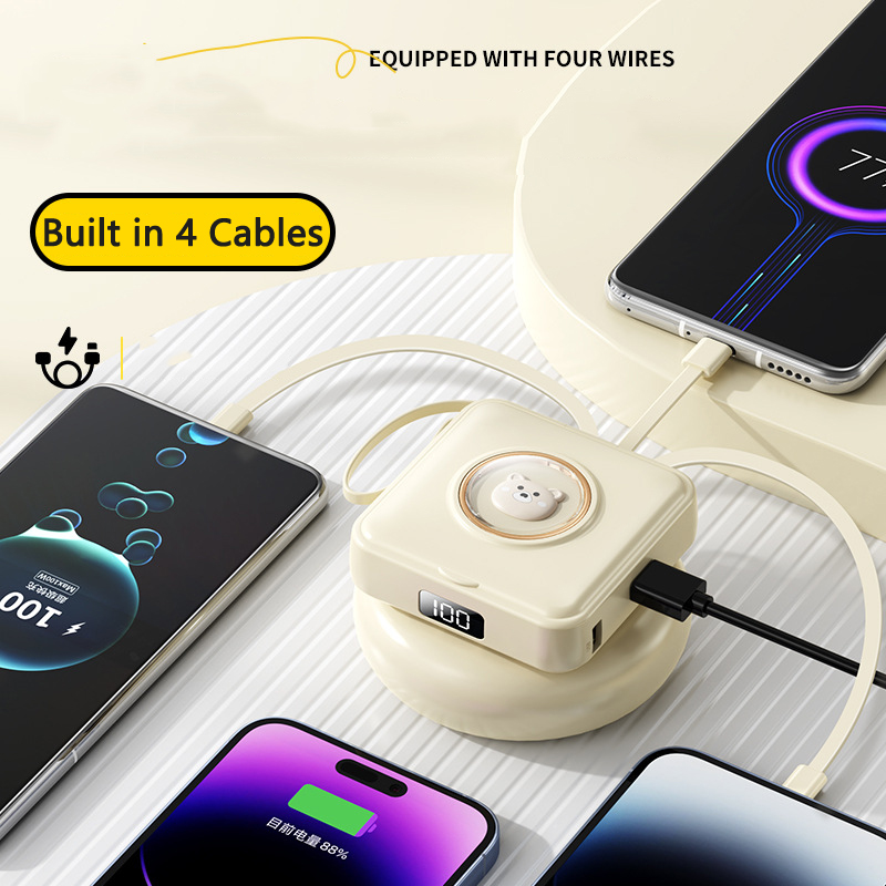 20000mAh ミニモバイルバッテリー 内蔵4ケーブル ポ - Portable Charger 20000Mah のレビューと価格