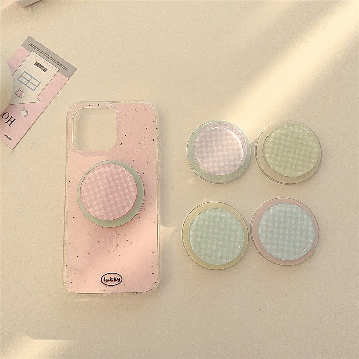 かわいい格子柄の携帯電話背面ホルダースタンド、スイートな携帯 - Phone Accessories For Teen Girls のレビューと価格